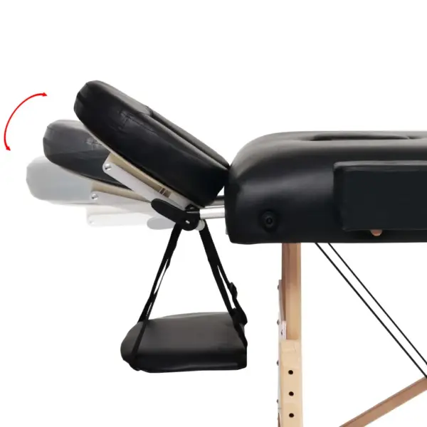 Must 2-tsooniline kokkupandav massaažilaud 10 cm pehmendusega, täispuidust raamiga – 5