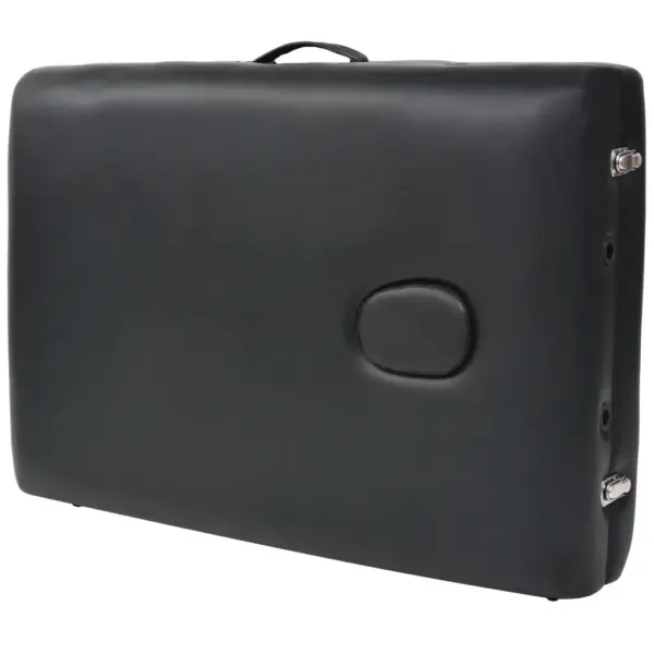 Must 2-tsooniline kokkupandav massaažilaud 10 cm pehmendusega, täispuidust raamiga – 9