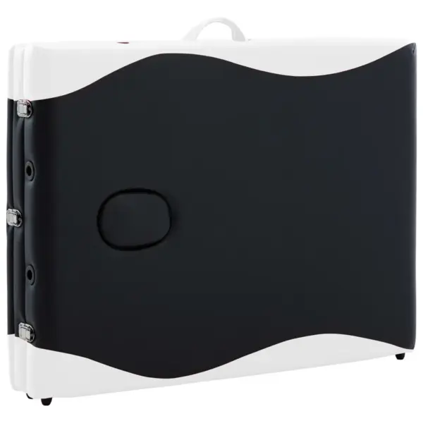 Kokkupandav 3-tsooniline massaažilaud puidust raamiga, must ja valge, reguleeritav kõrgus 59–81 cm – 8