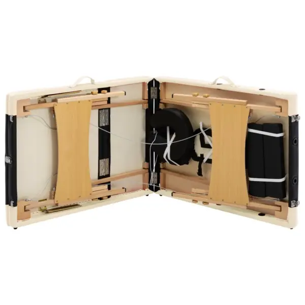 Kokkupandav 3-tsooniline massaažilaud puidust raamiga, must ja beež, 191 x 70 cm – 7