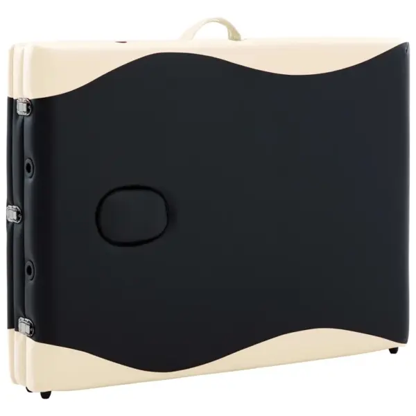 Kokkupandav 3-tsooniline massaažilaud puidust raamiga, must ja beež, 191 x 70 cm – 8