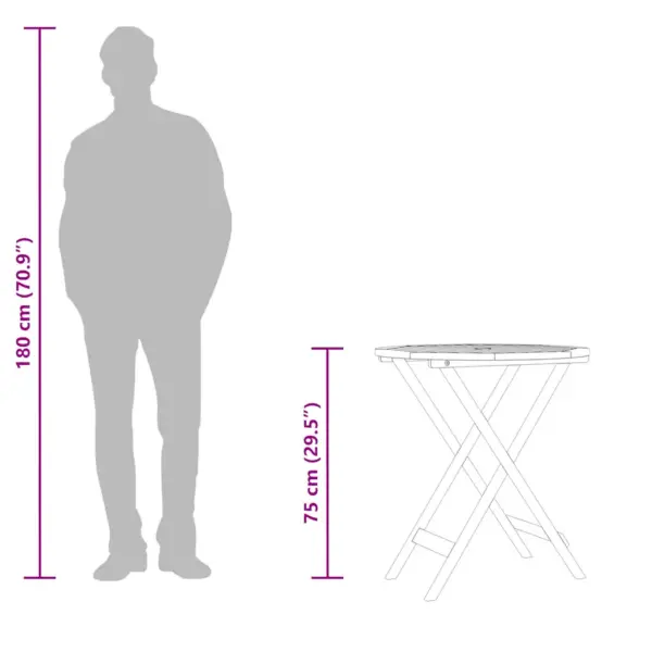 Kokkupandav ümmargune aialaud päikesevarju avaga, eukalüptipuit, Ø 60 x 75 cm – 7