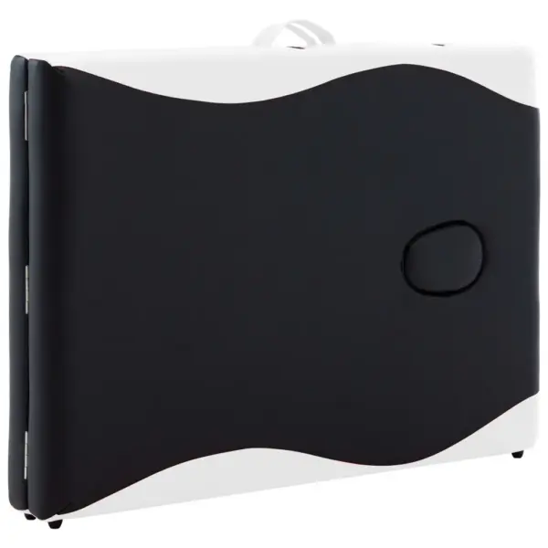 Kokkupandav kaheosaline massaažilaud kandekotiga, puidust raam, must ja valge, 191 x 70 cm – 7