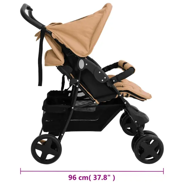 Kokkupandav kaksikute jalutuskäru pruunikashall, terasraamiga – 13