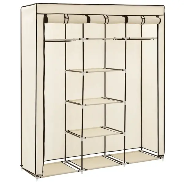 Kokkupandav kangast riidekapp sektsioonide ja torudega, kreemjasvalge, 150 x 45 x 175 cm – 2