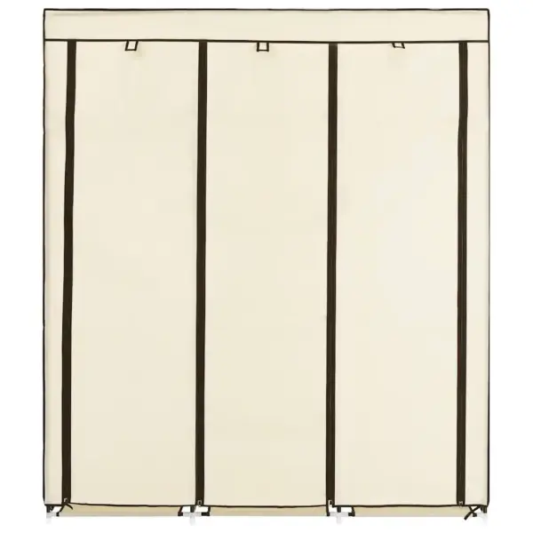 Kokkupandav kangast riidekapp sektsioonide ja torudega, kreemjasvalge, 150 x 45 x 175 cm – 4