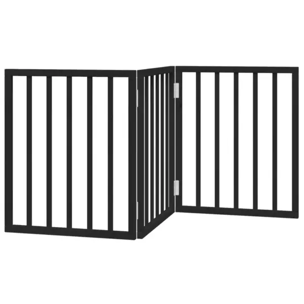 Kokkupandav koeravärav, 3 paneeli, paplipuidust, must, 150 cm - 2