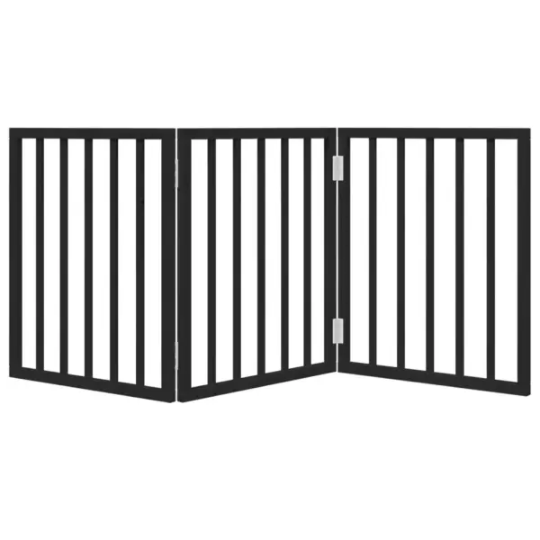 Kokkupandav koeravärav, 3 paneeli, paplipuidust, must, 150 cm - 4