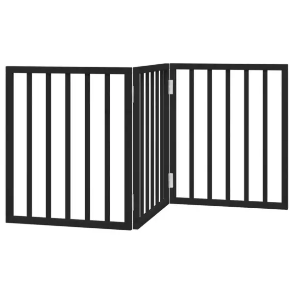 Kokkupandav koeravärav, 3 paneeli, paplipuidust, must, 150 cm - 6