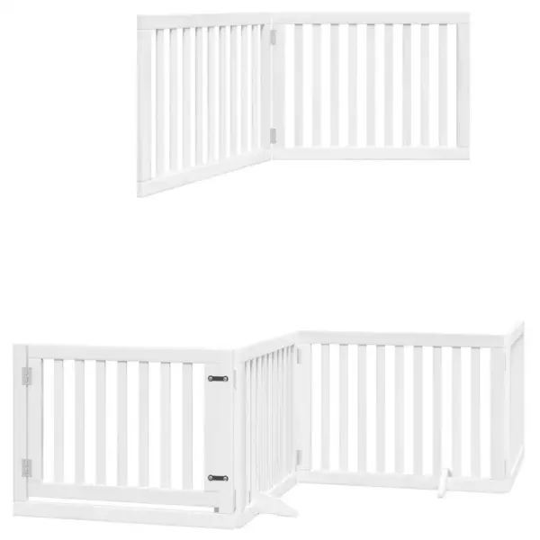 Kokkupandav koeravärav uksega, 10 paneeli, valge paplipuit, paneel 80 x 60 cm, kogupikkus 800 cm – 12