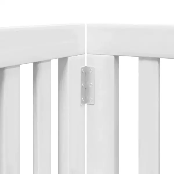 Kokkupandav koeravärav uksega, 12 paneeli, valge paplipuit, kogupikkus 600 cm – 8