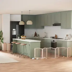 Kokkupandav paplipuidust koeravärav uksega, 15 paneeli, pruun, 750 cm