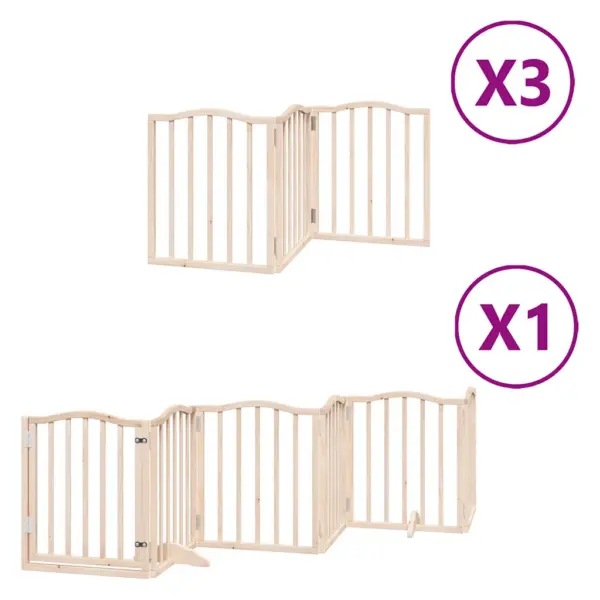 Kokkupandav paplipuidust koeravärav uksega, 15 paneeli, pruun, 750 cm - 2