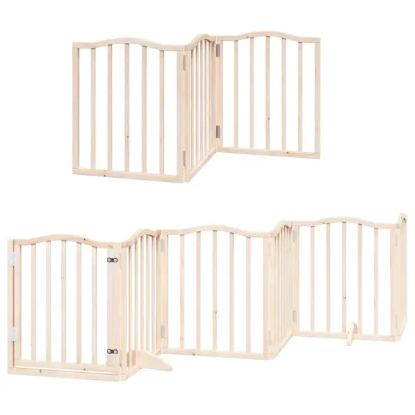 Kokkupandav paplipuidust koeravärav uksega, 15 paneeli, pruun, 750 cm - 3