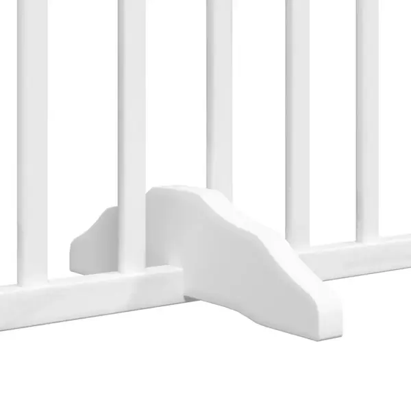 Eraldiseisev kokkupandav koeravärav uksega, 6 paneeli, valge paplipuidust, 480 cm – 8