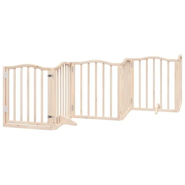 Kokkupandav paplipuidust koeravärav uksega, 9 paneeli, 450 cm, pruun - 4