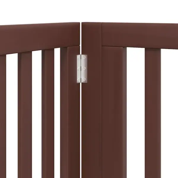 Kokkupandav paplipuidust koeravärav uksega, 6 paneeli, pruun, 480 cm – 8