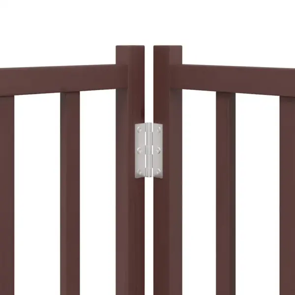 Kokkupandav paplipuidust koeravärav uksega, 6 paneeli, pruun, 480 cm – 9