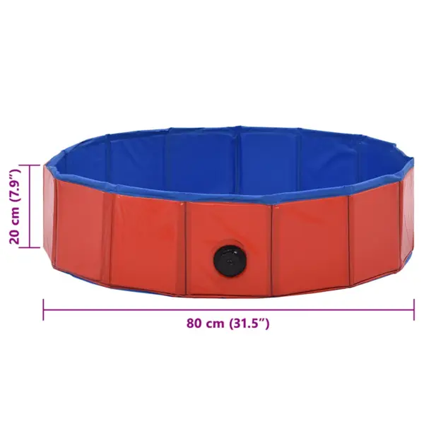 Kokkupandav koertebassein koera jahutamiseks, punane PVC, 80 x 20 cm – 9