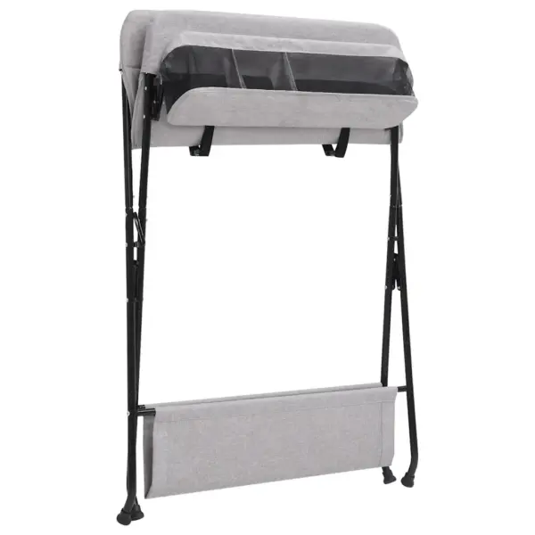 Kokkupandav mähkimislaud külgpanipaikade ja alumise riiuliga, helehall, metallraamiga, 80,5 x 67 x 102,5 cm – 5