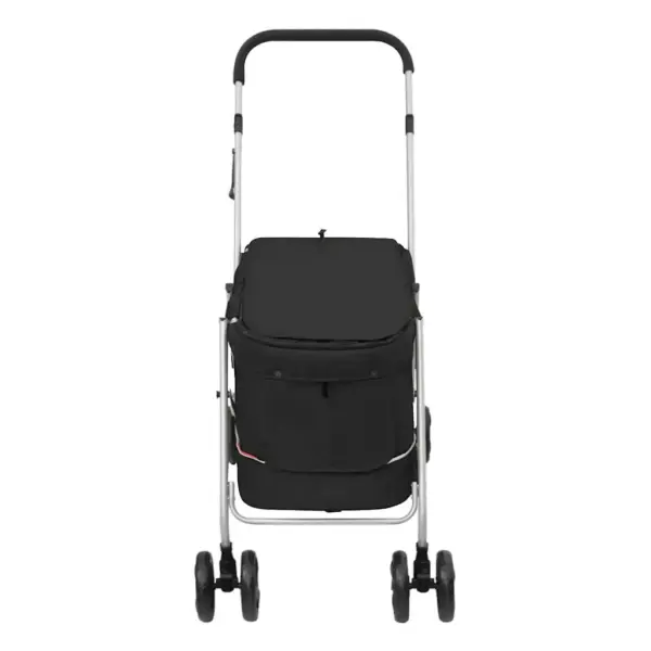 Kokkupandav lemmikloomakäru kaarvarjuga, must 300D kangas, 100 x 49 x 96 cm – 4