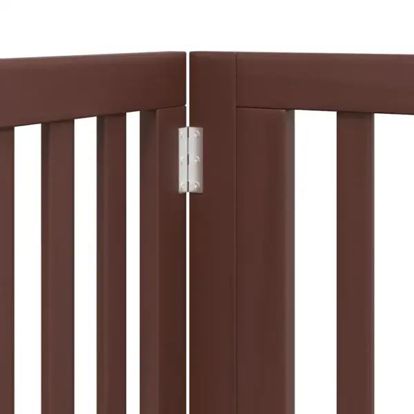 Kokkupandav paplipuidust koeravärav uksega, 10 paneeli, pruun, kogupikkus 800 cm – 9