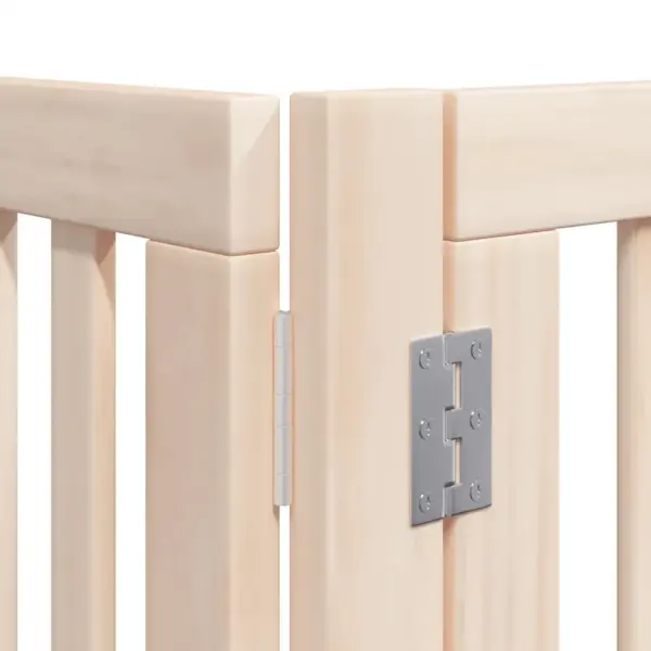 Kokkupandav eraldiseisev koeravärav uksega väikesele ja keskmisele koerale, 6 paneeli, paplipuit, pruun, kogupikkus 480 cm – 9