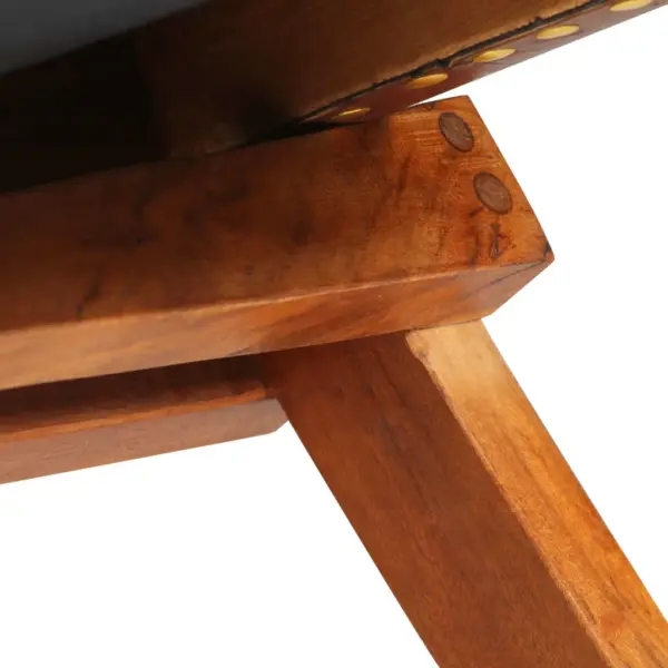 Pruun kokkupandav puhketool ehtsa kitsenahaga ja akaatsiapuidust raamiga, 59 x 72 x 79 cm – 10