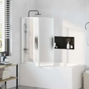 Kokkupandav duši- ja vannisein 3 paneeliga, valge, 117 x 120 cm