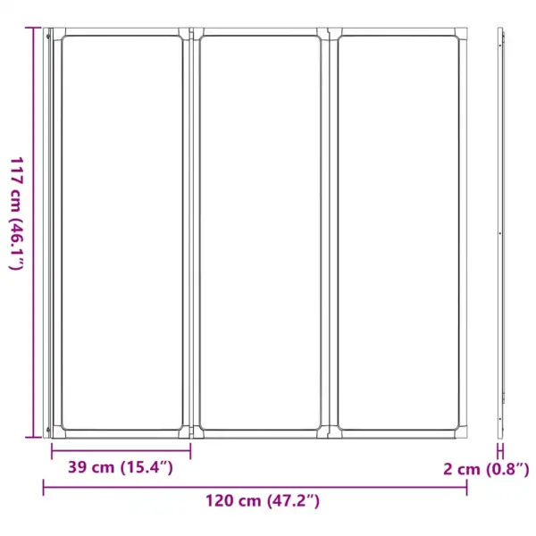Kokkupandav duši- ja vannisein 3 paneeliga, valge, 117 x 120 cm – 13