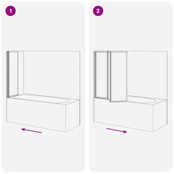 Kokkupandav duši- ja vannisein 3 paneeliga, valge, 117 x 120 cm – 9