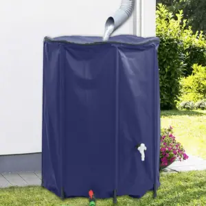 Kokkupandav vihmaveetünn kraaniga, 1350 l, sinine PVC, 120 x 120 cm