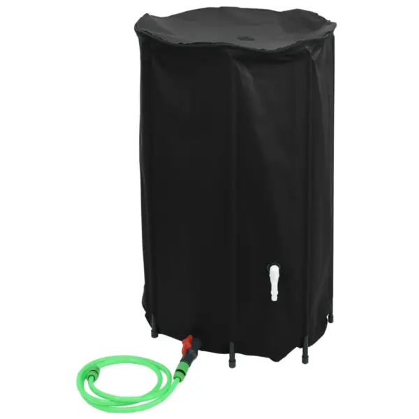 Kokkupandav vihmaveetünn kraaniga, 500 L, must PVC, 80 x 100 cm – 3