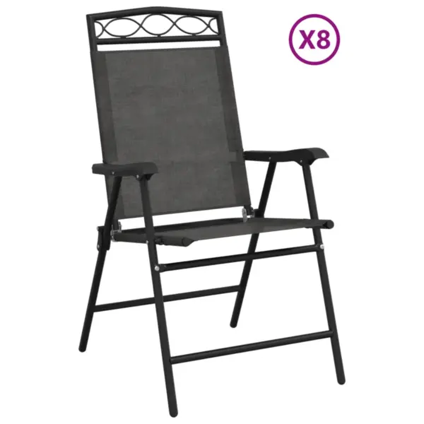Kokkupandavad aiatoolid hallisegust tekstileenist, 8 tk, terasraamiga - 2