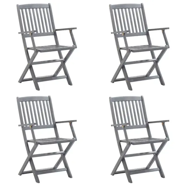 Kokkupandavad akaatsiapuidust aiatoolid patjadega, hall, 4 tk, 54 x 61 x 88 cm – 2