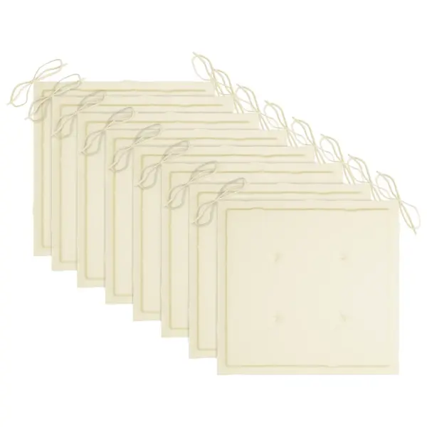 Kokkupandavad akaatsiapuidust aiatoolid patjadega, 8 tk, kreemjasvalged istmepadjad – 9