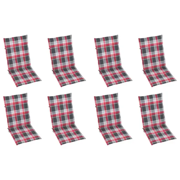 Kokkupandavad aiatoolid reguleeritava seljatoega, 8 tk, õliviimistlusega akaatsiapuit, patjadega – 6