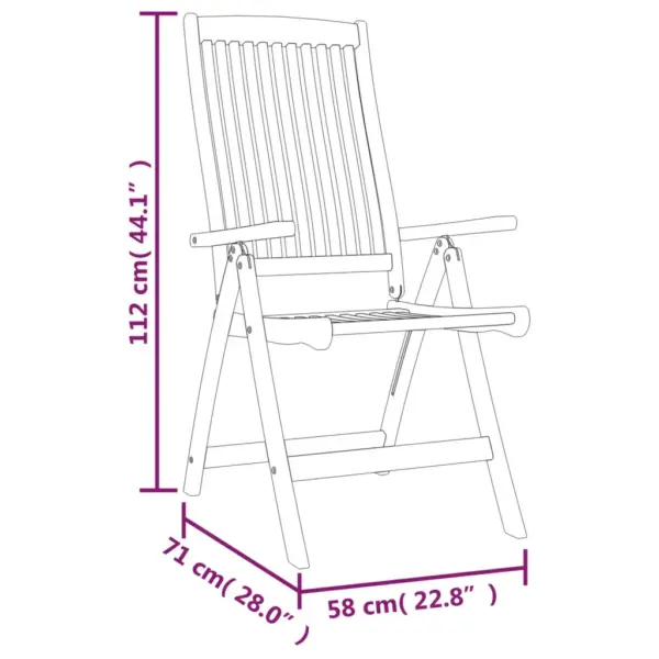 Kokkupandavad eukalüptipuidust aiatoolid, reguleeritava seljatoega, 4 tk – 6
