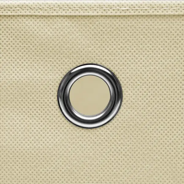 Kokkupandavad kangast hoiukastid metallrõngaga, 10 tk, kreemjasvalge, 32 x 32 x 32 cm – 4