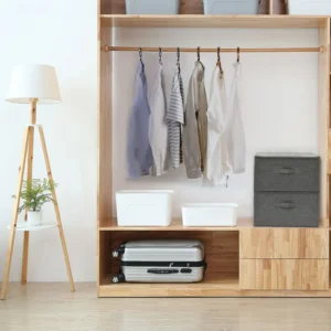 Kokkupandavad kangast hoiukastid käepidemega, 2 tk, antratsiithall, 43 x 34 x 23 cm