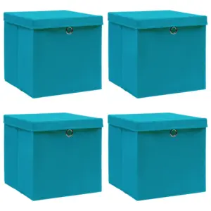 Kokkupandavad hoiukastid kaantega, 4 tk, sinine, 32 x 32 x 32 cm, mittekootud kangas