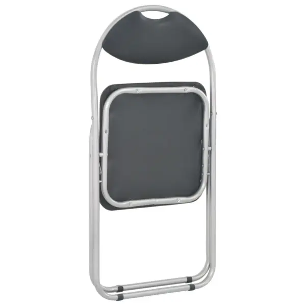 Kokkupandavad söögitoolid, 6 tk, must kunstnahk, hõbedane terasraam – 5