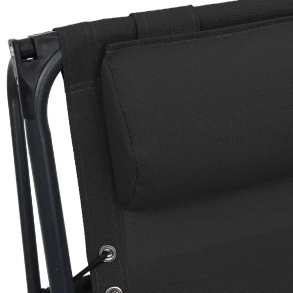 Kokkupandavad rannakiigetoolid katuse ja peatoega, 2 tk, must tekstileen, terasraam, 61 x 88 x 107,5 cm – 11