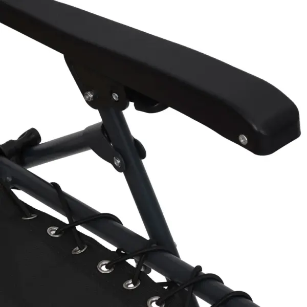 Kokkupandavad rannakiigetoolid katuse ja peatoega, 2 tk, must tekstileen, terasraam, 61 x 88 x 107,5 cm – 10