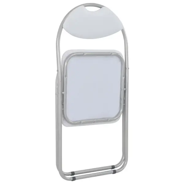 Kokkupandavad söögitoolid, 6 tk, valge kunstnahk, metallraam – 5