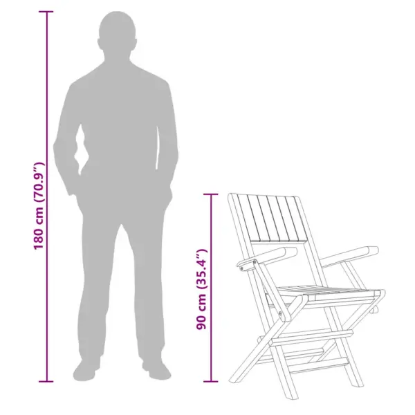 Kokkupandavad tiigipuust aiatoolid käetugedega, 6 tk, pruun, 55 x 61 x 90 cm – 6