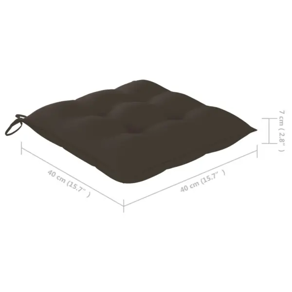 Kokkupandavad tiigipuust aiatoolid istmepatjadega, 2 tk, pruunikashall, 47 x 60 x 89 cm – 12