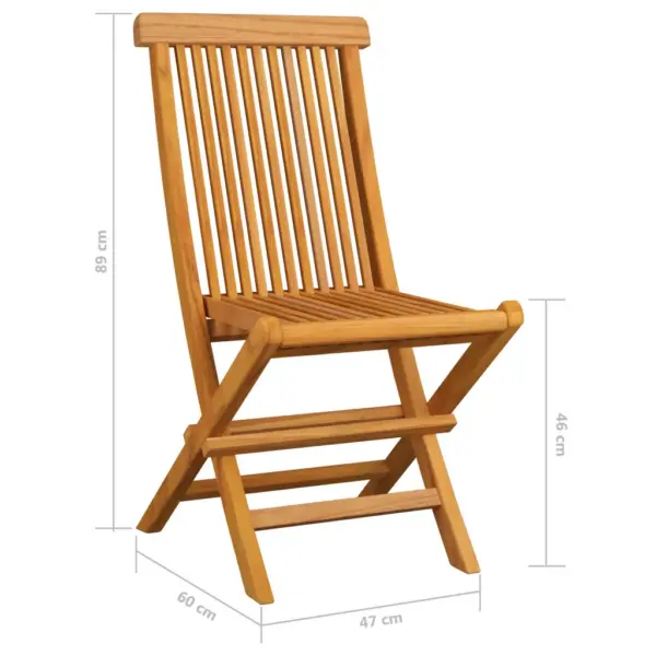 Kokkupandavad tiigipuust aiatoolid halliruuduliste istmepatjadega, 4 tk, 47 x 60 x 89 cm – 11