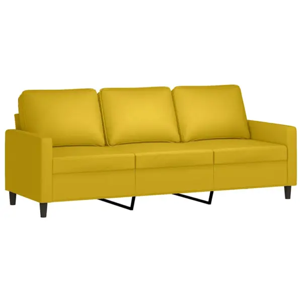 3-osaline kollane sametdiivanite komplekt patjadega, kahe- ja kolmekohaline diivan ning jalatugi – 4