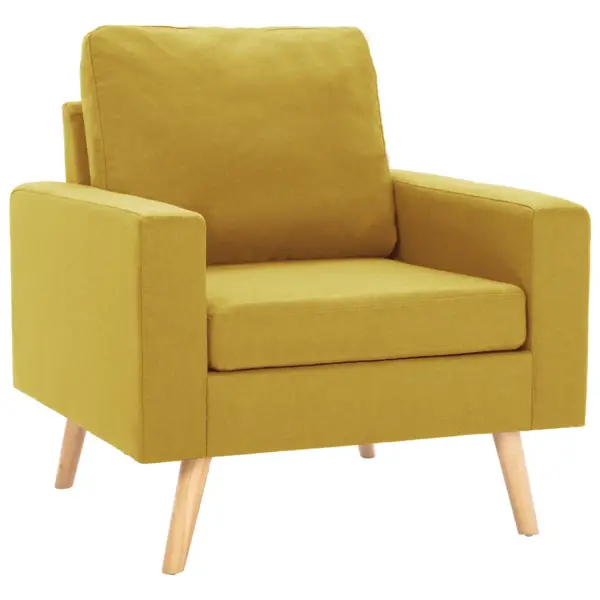 Kollane kangast tugitool puitjalgadega, 77 x 71 x 80 cm – 2